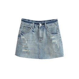 網上下單訂製磨毛邊牛仔短裙  時尚設計高腰破洞A字包臀裙 狂歡派對 千禧風牛仔短裙  SKJN018 網上下單訂製磨毛邊牛仔短裙  時尚設計高腰破洞A字包臀裙 狂歡派對 千禧風牛仔短裙  SKJN018